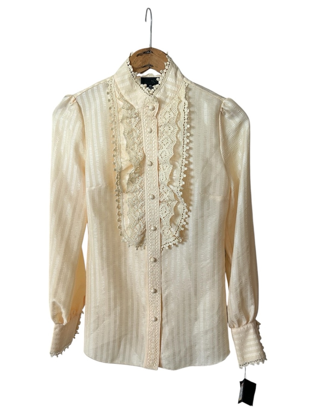 NWT Anna Sui x Target | Women’s Cream Crochet Ruffled Button-Front Top Blouse XS